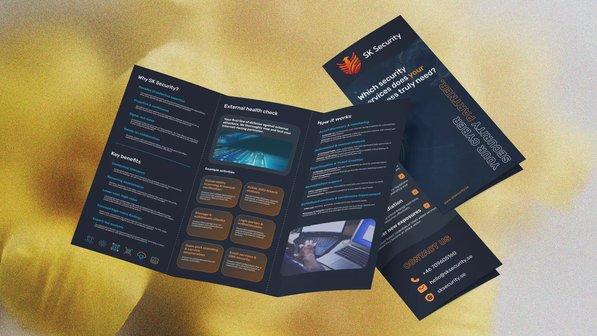 Z-Fold brochure design for cybersecurity firm-open